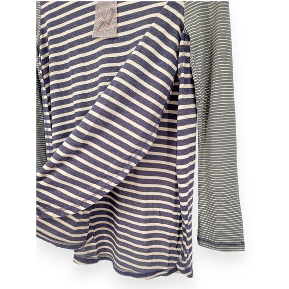 NWT Hem & Thread Striped Long Sleeve Tunic Top Size M Purple& Beige, Boho Casual - Picture 5 of 5